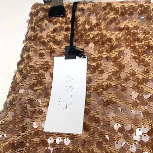ASTR the Label Romina Sequin Mini Skirt Nude XS