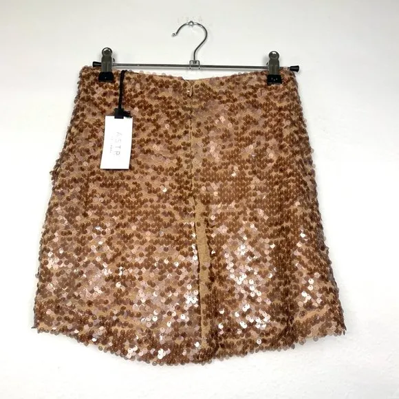 ASTR the Label Romina Sequin Mini Skirt Nude XS