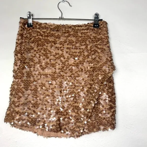 ASTR the Label Romina Sequin Mini Skirt Nude XS