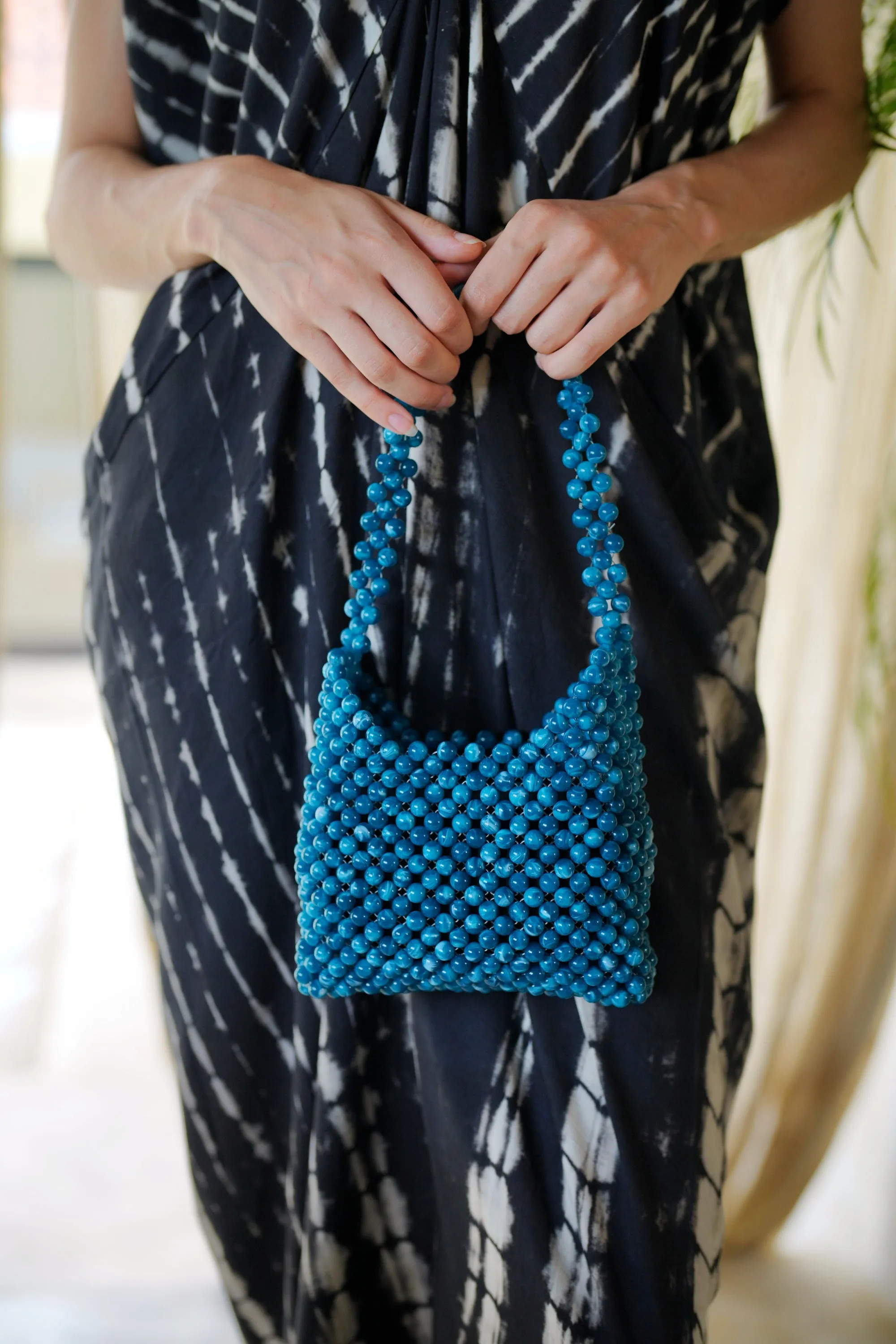 Aurora Beaded Clutch in Marble Turquoise