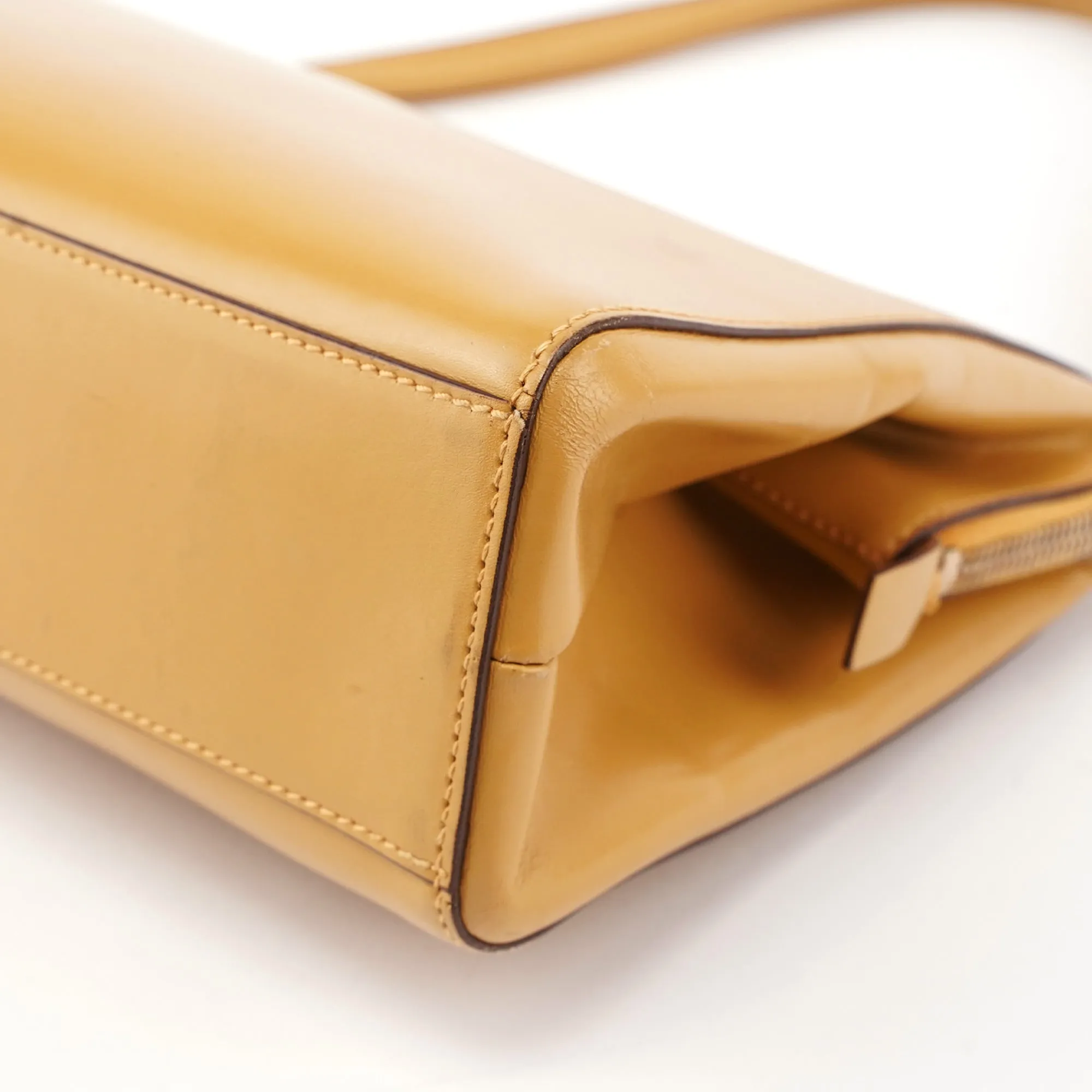 B11028 Yellow Leather Chic Shoulder Bag