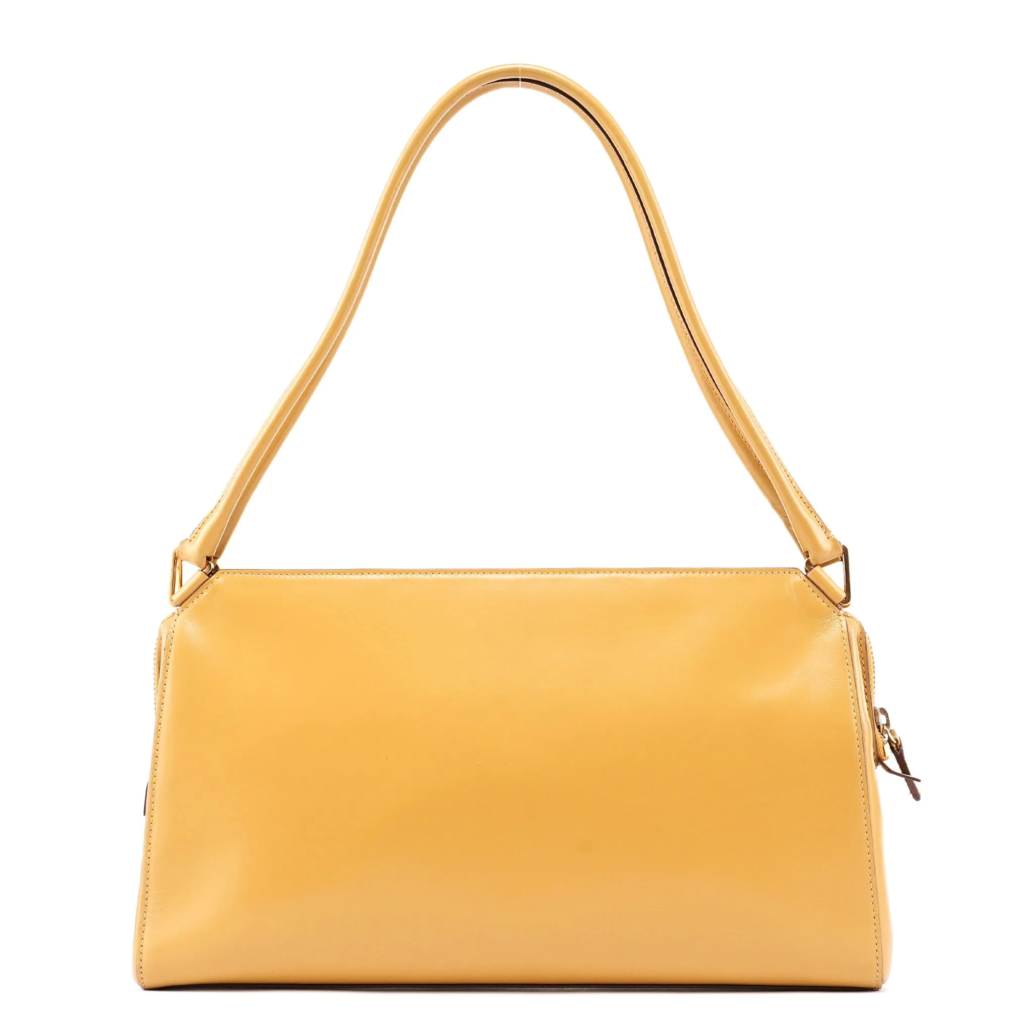 B11028 Yellow Leather Chic Shoulder Bag