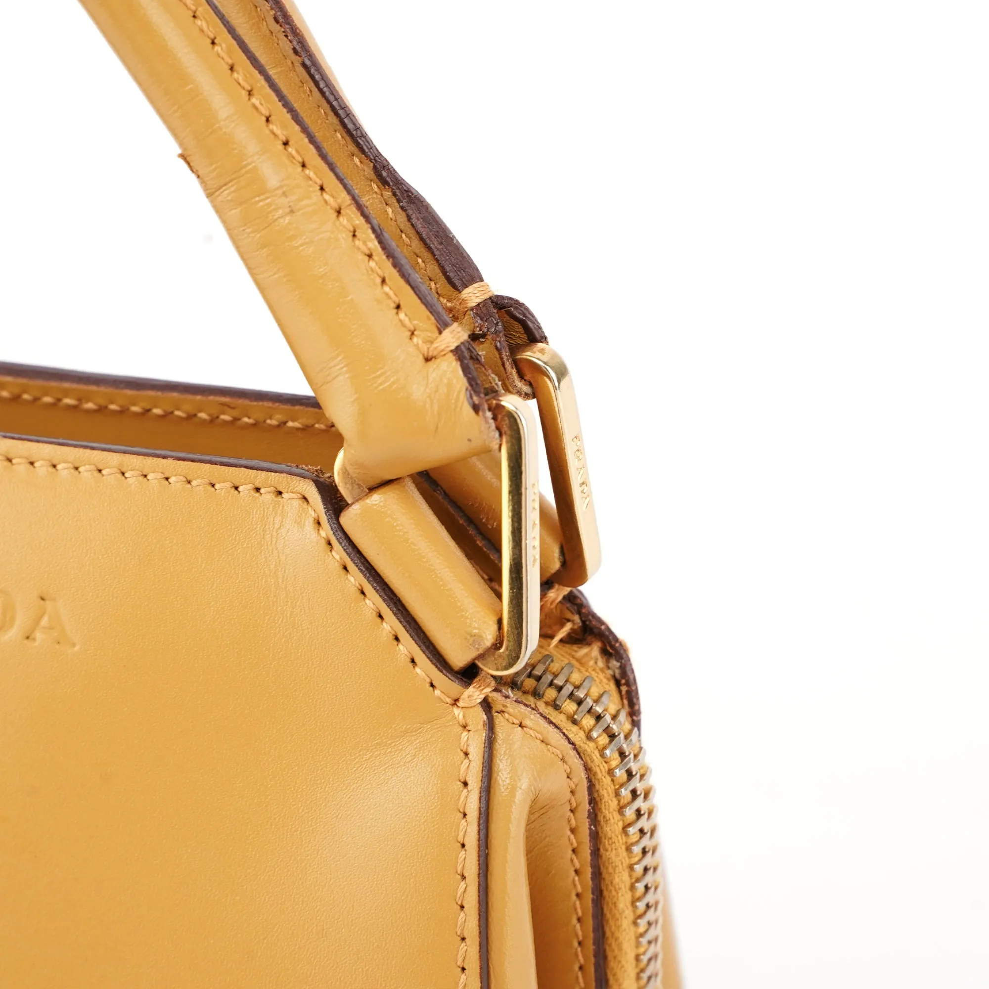 B11028 Yellow Leather Chic Shoulder Bag