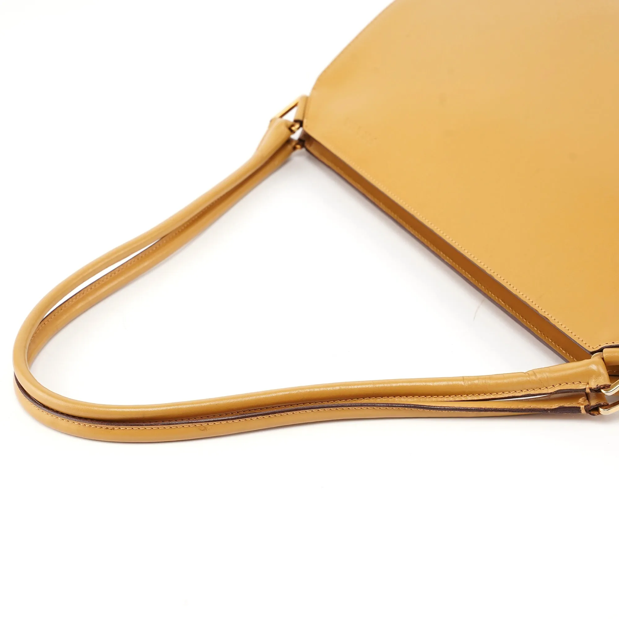 B11028 Yellow Leather Chic Shoulder Bag
