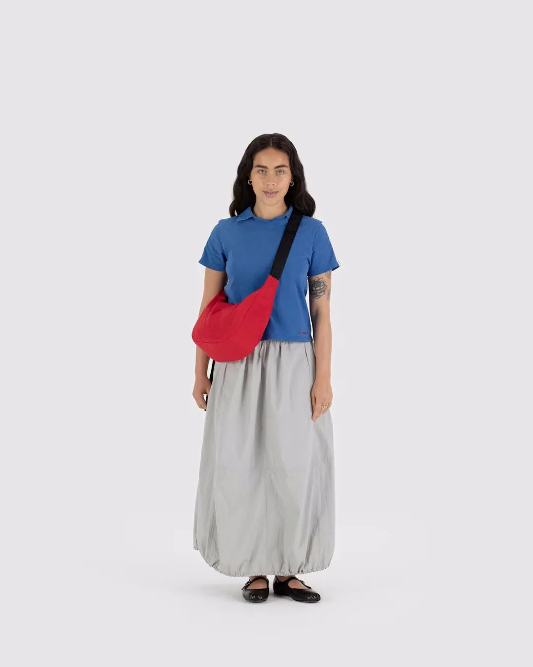 Baggu Medium Nylon Crescent Bag - Candy Apple