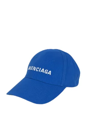 Balenciaga Blue Embroidered Logo Baseball Cap sz L