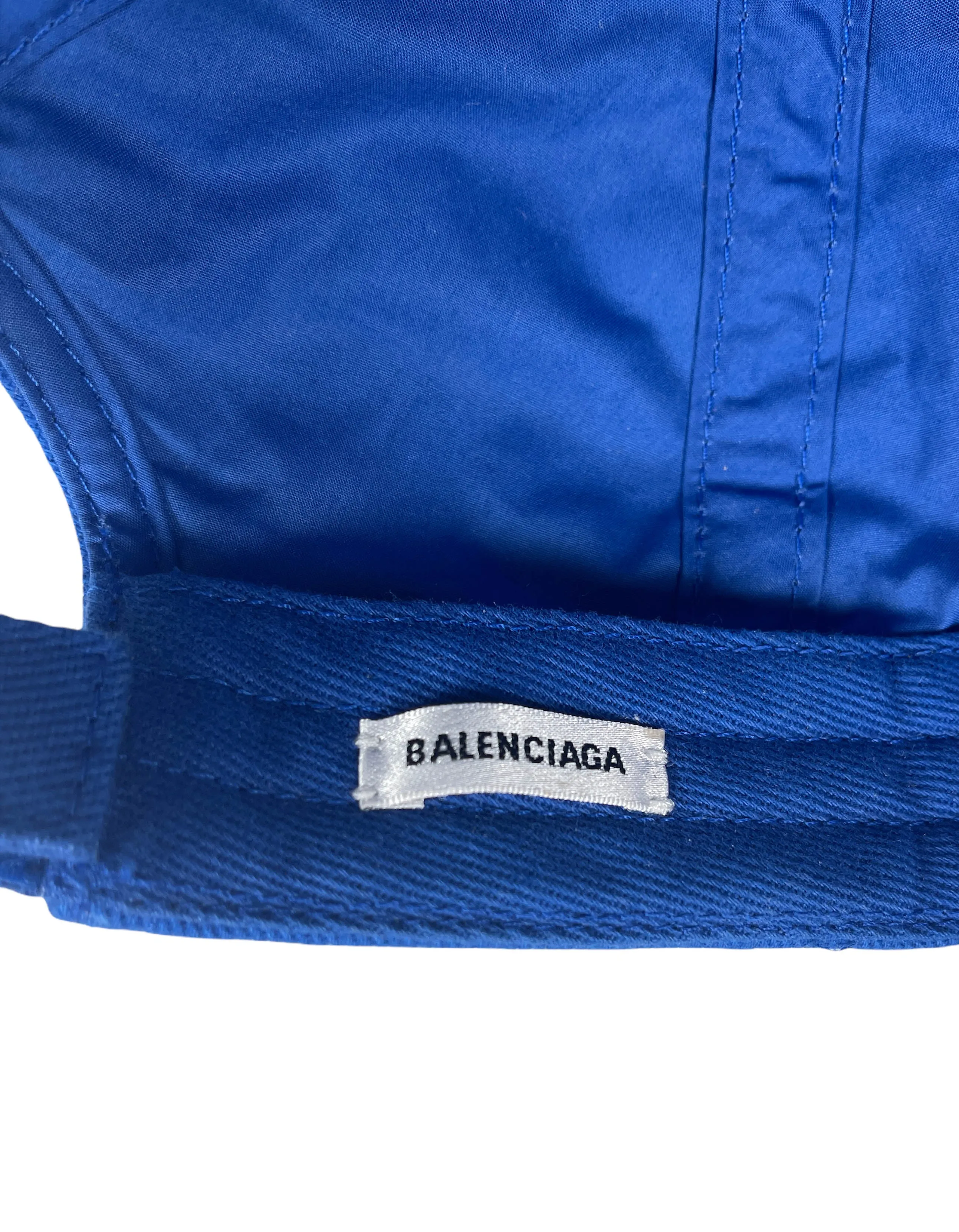 Balenciaga Blue Embroidered Logo Baseball Cap sz L