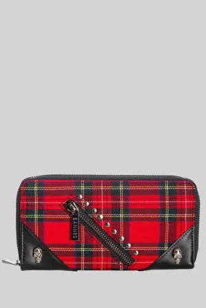 Banned Pandora Punk Gothic Zip Skull Wallet, Red