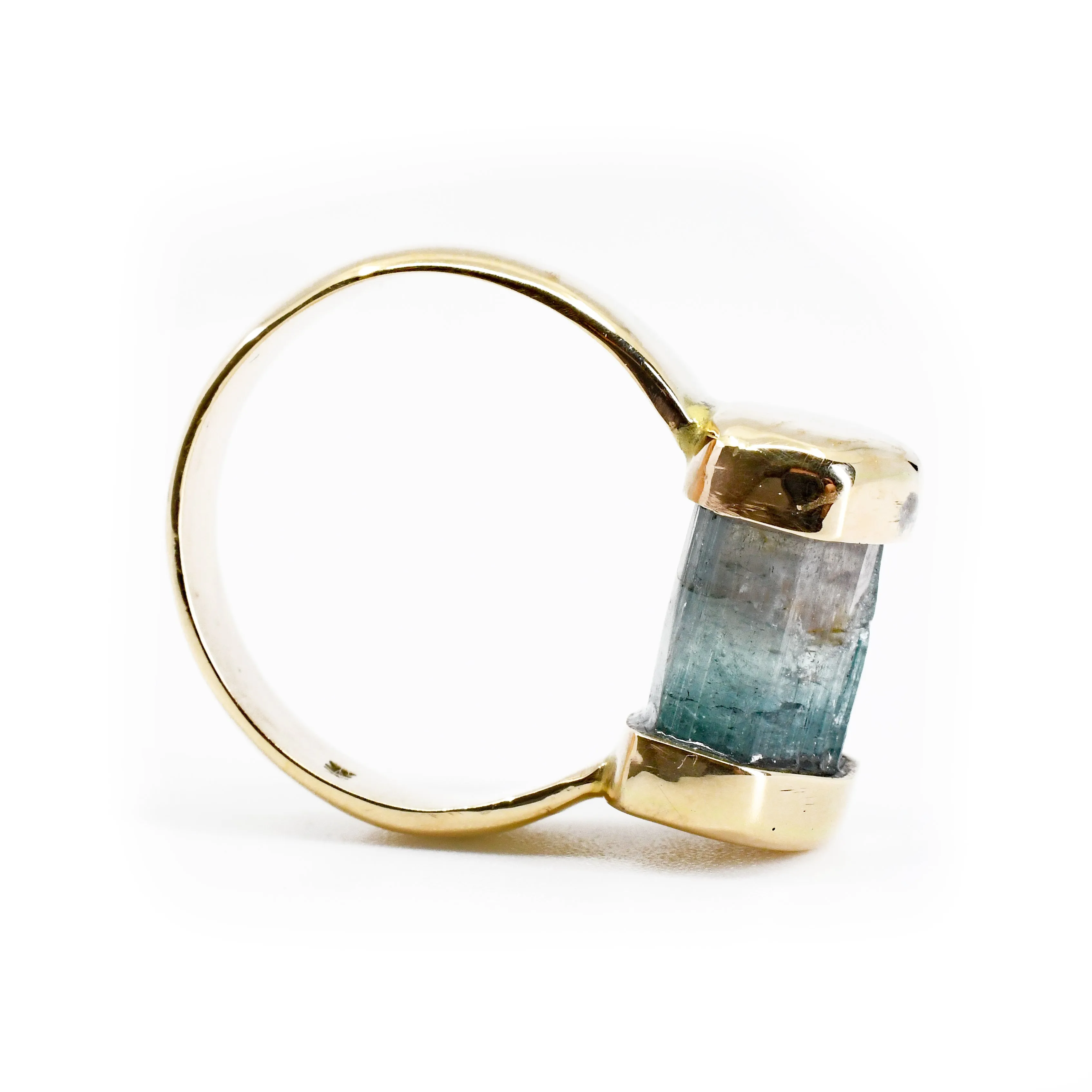 Bi-Color Blue and Pink Tourmaline 8.18ct Gem Crystal 14k Handcrafted Ring