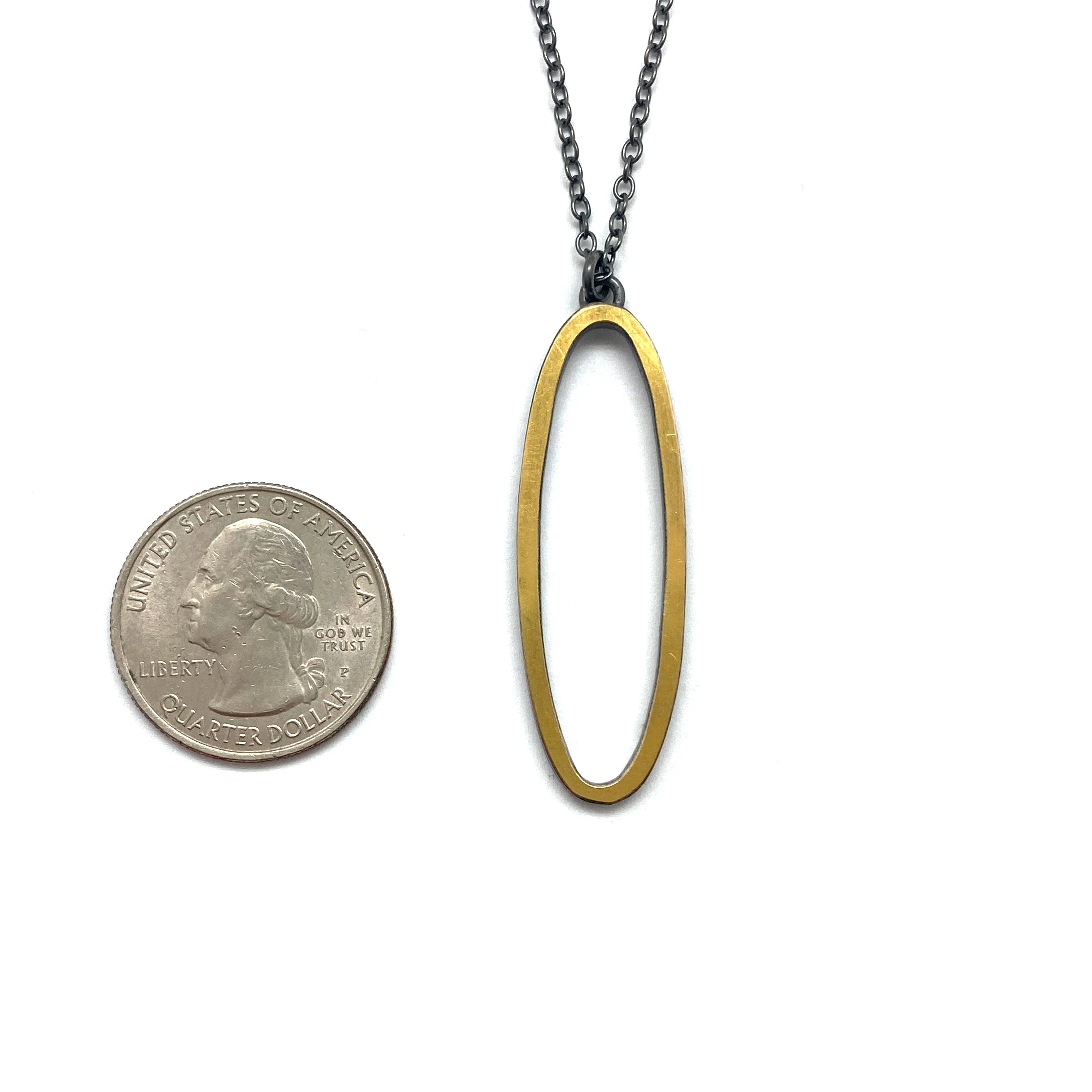 Bi-Metal Open Oval Pendant
