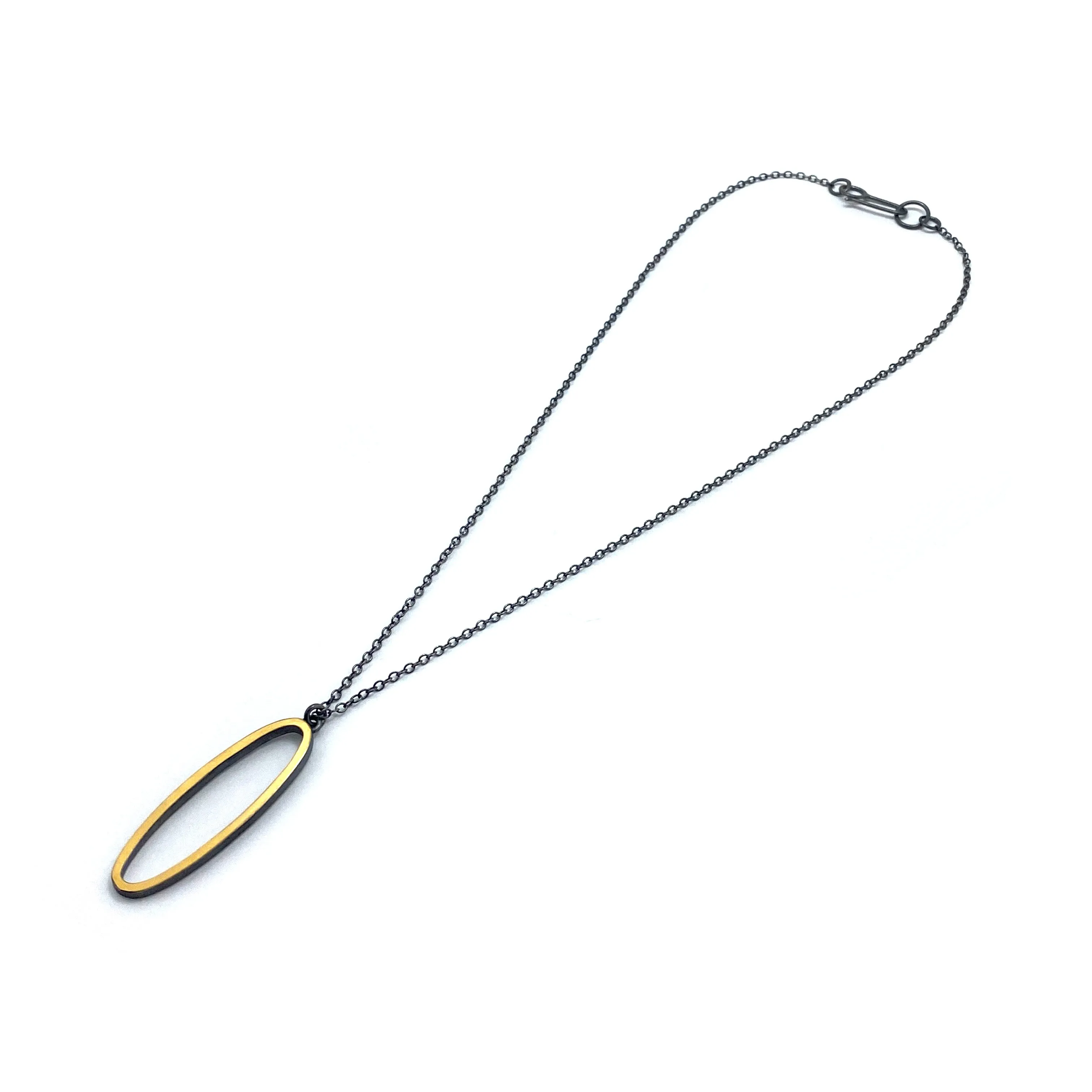 Bi-Metal Open Oval Pendant