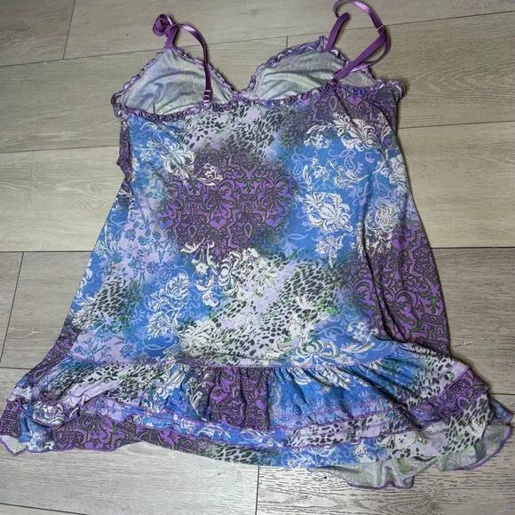 BISOU BISOU intimates y2k vintage purple pajama sleeping‎ lounge babydoll size L