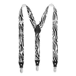 Black & White Zebra Unisex Clip On Suspenders