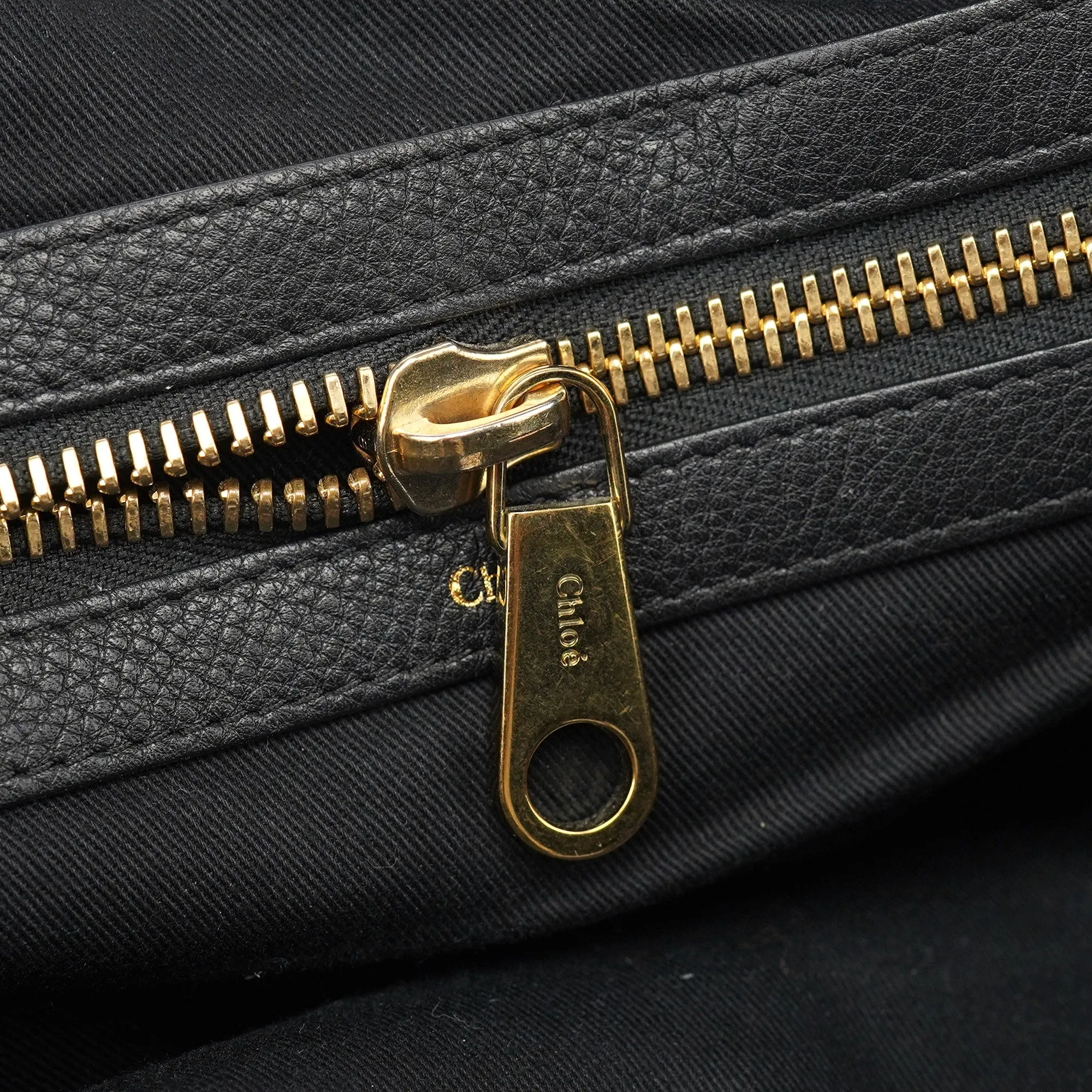 Black Leather Ellen Zippered Tote Bag