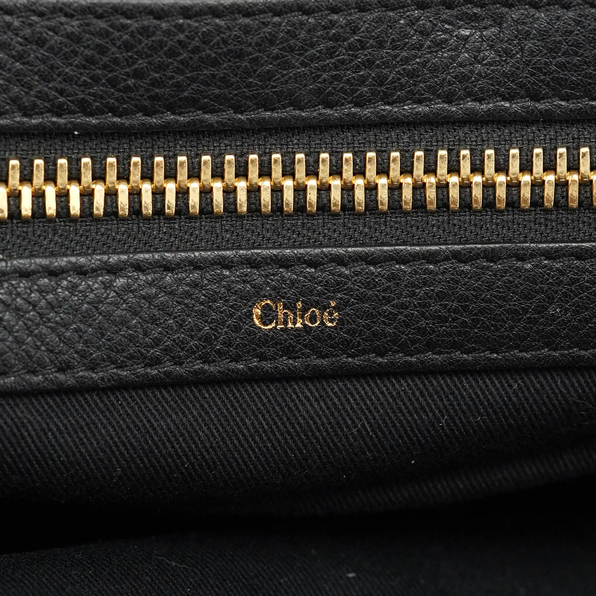 Black Leather Ellen Zippered Tote Bag