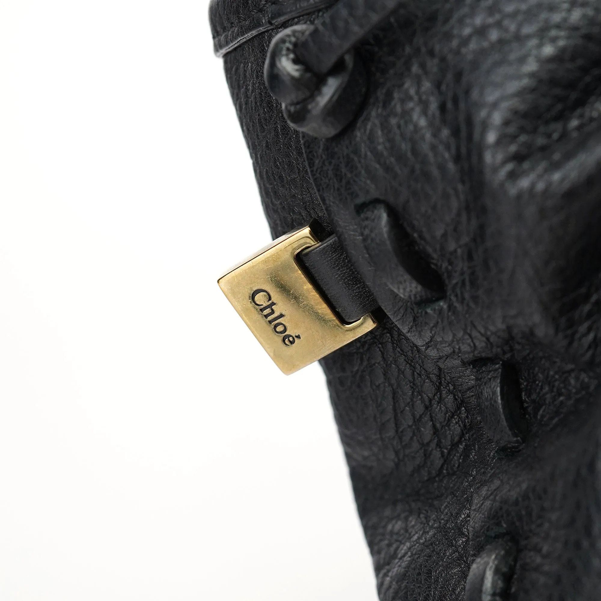 Black Leather Ellen Zippered Tote Bag