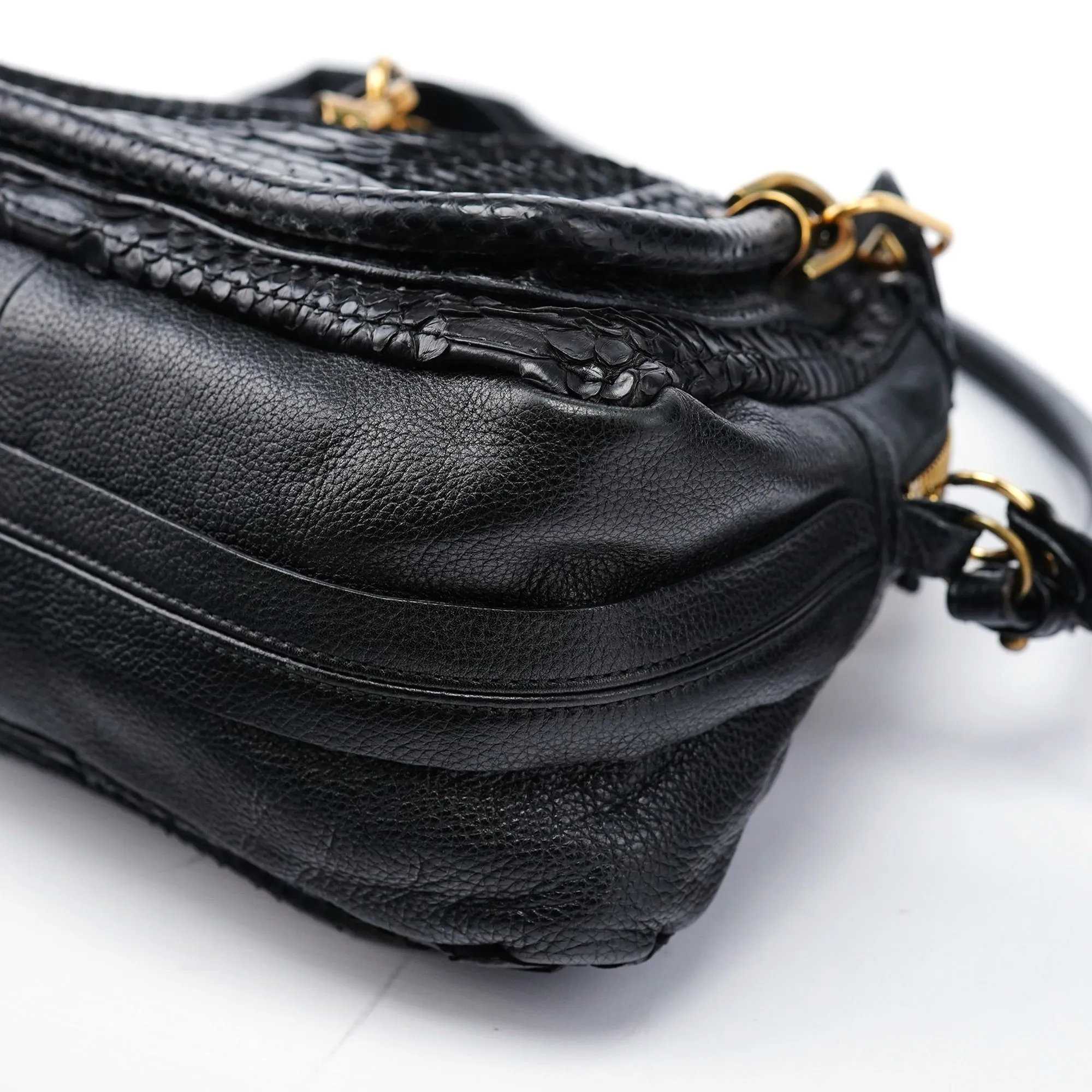 Black Python Paraty 2-Way Shoulder Bag