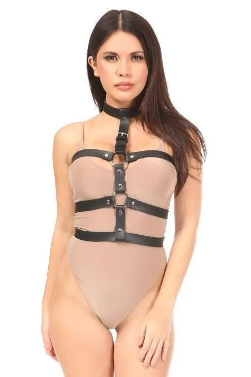 Black Vegan Leather Body Harness