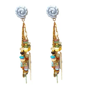 BLUE OPAL GLOW SHELL ROCKSTAR CHAIN STUDS