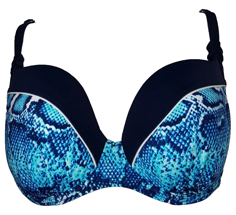 Blue snake print Deep Cup Bikini Bra