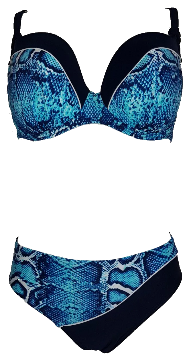 Blue snake print Deep Cup Bikini Bra