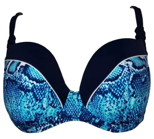 Blue snake print Deep Cup Bikini Bra