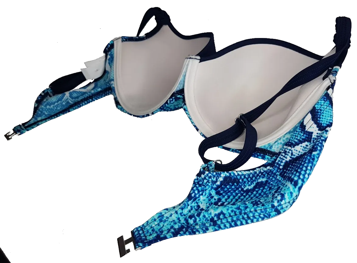 Blue snake print Deep Cup Bikini Bra