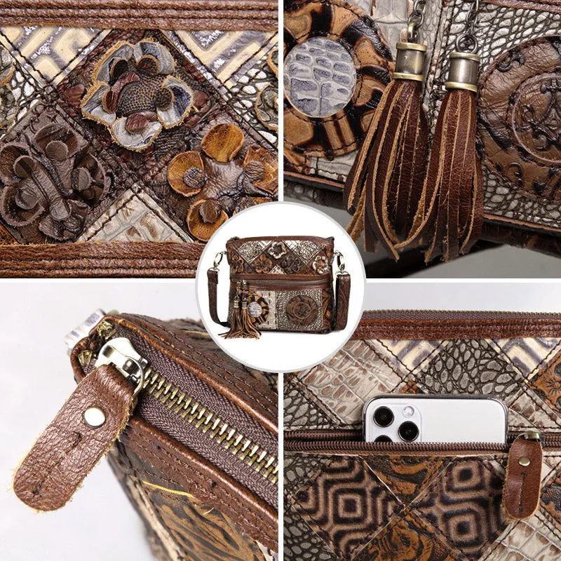 Bohemian Shoulder Bag Jungle Crossbody Bag for Women, Leather, One Size
