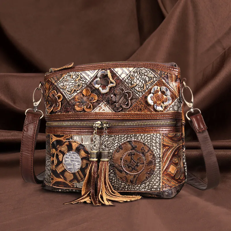 Bohemian Shoulder Bag Jungle Crossbody Bag for Women, Leather, One Size