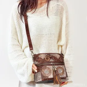 Bohemian Shoulder Bag Jungle Crossbody Bag for Women, Leather, One Size