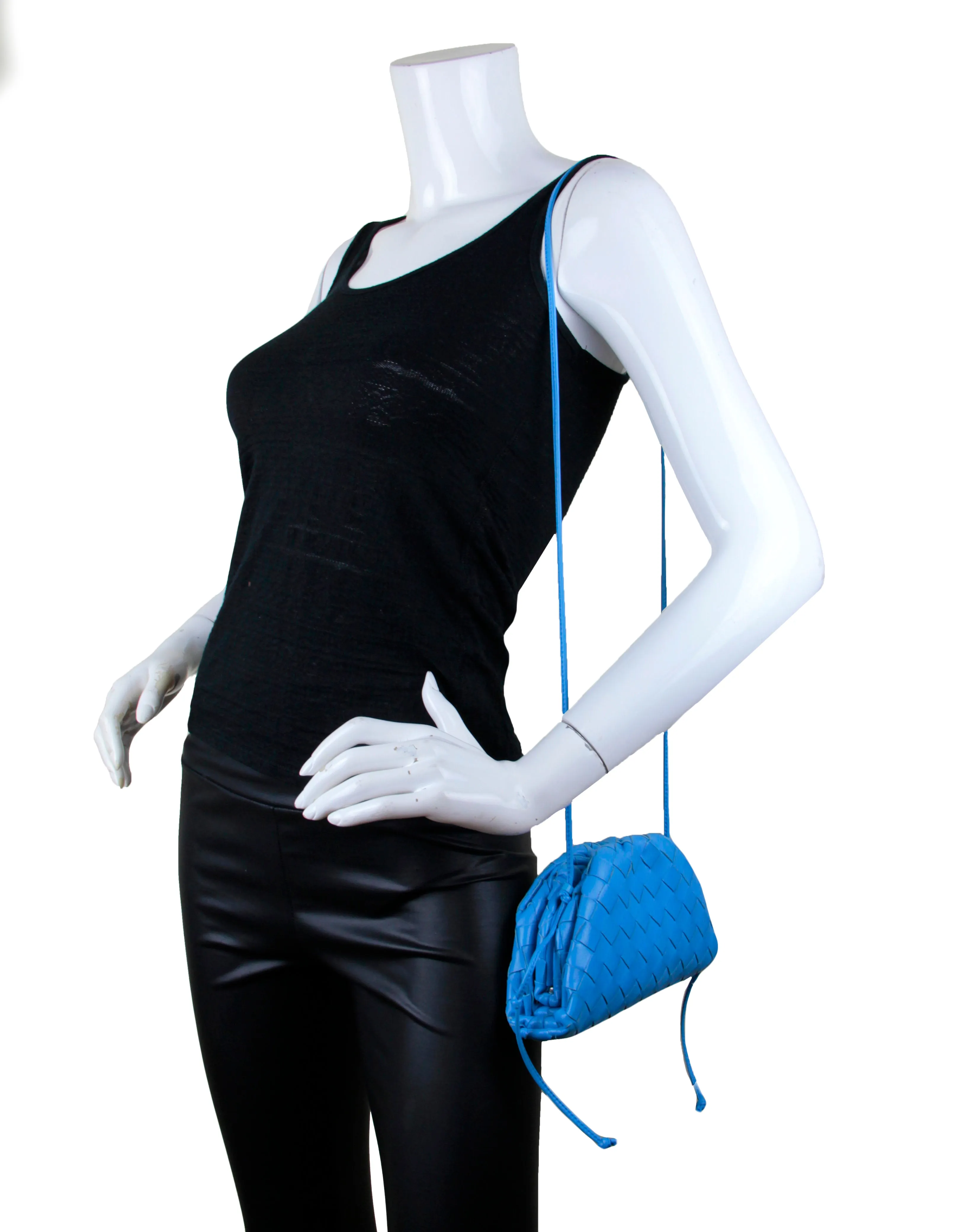 Bottega Veneta Swimming Pool Blue Intrecciato Leather The Mini Pouch Crossbody Bag
