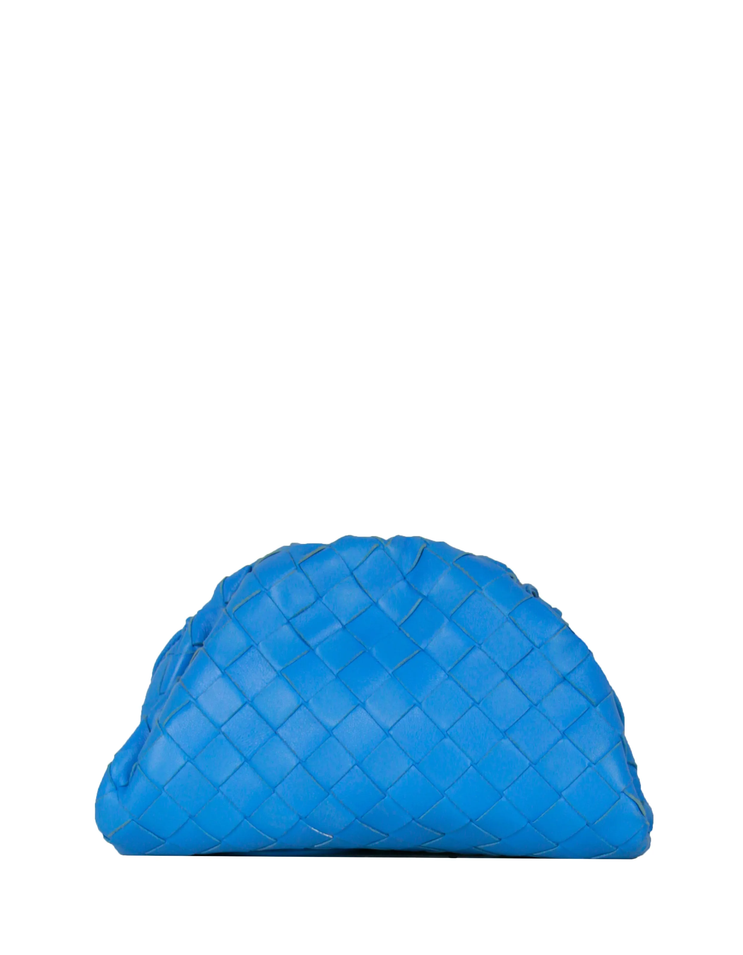 Bottega Veneta Swimming Pool Blue Intrecciato Leather The Mini Pouch Crossbody Bag