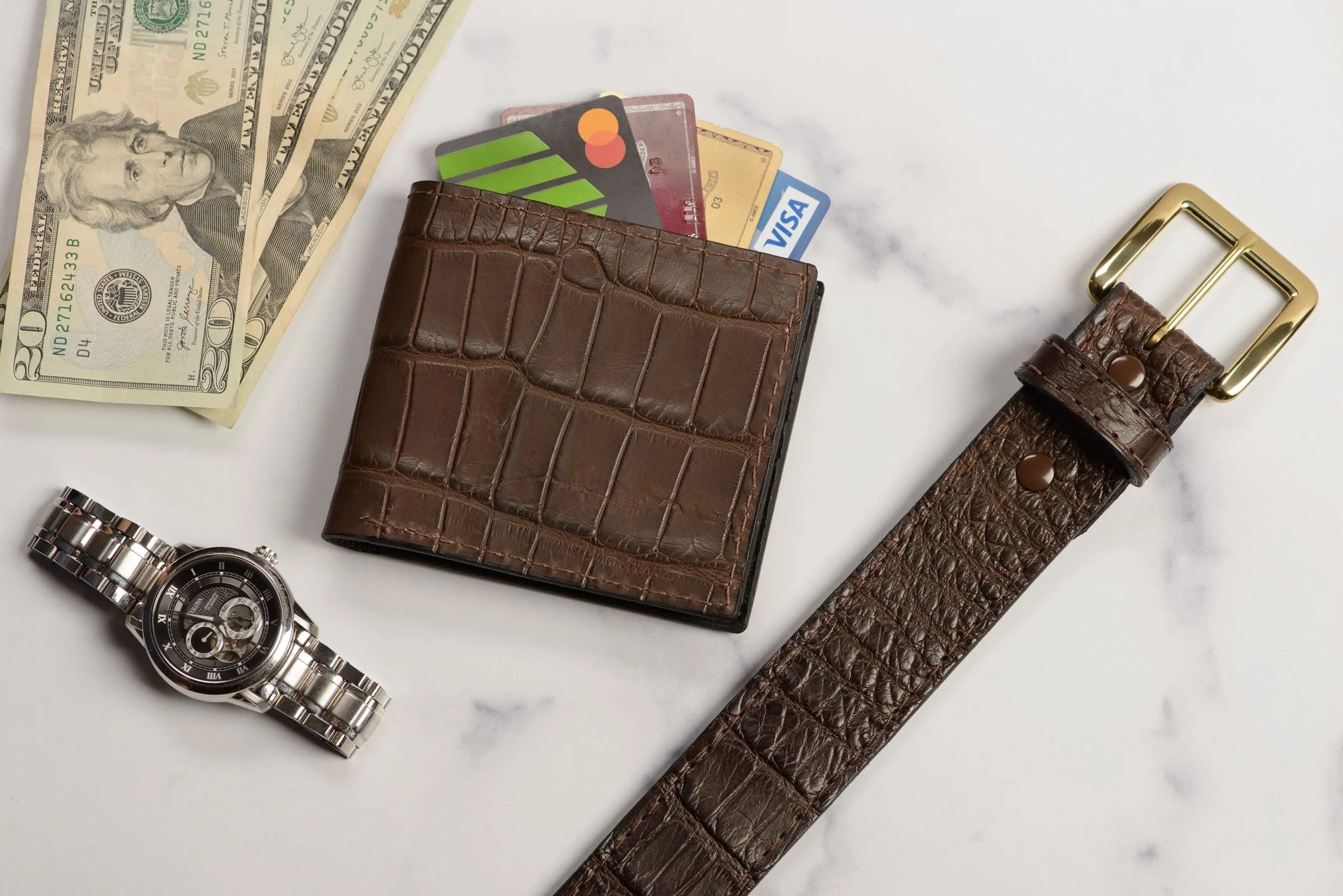 Brown Alligator Bifold Wallet
