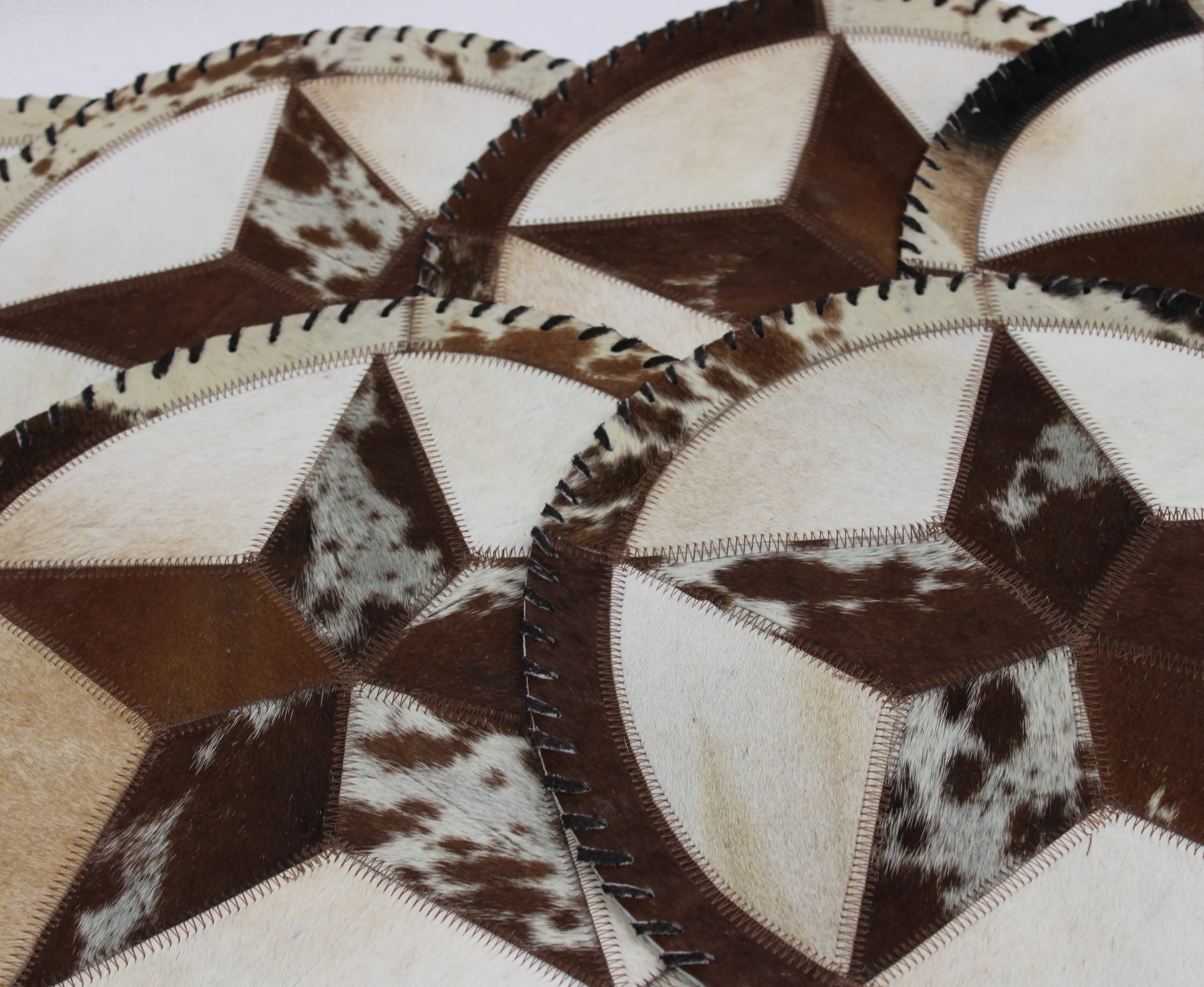 Brown & White Cowhide Placemats -  Star  Design - - Set of six mats