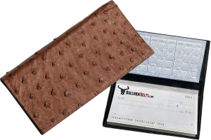 Brown Ostrich Checkbook Cover