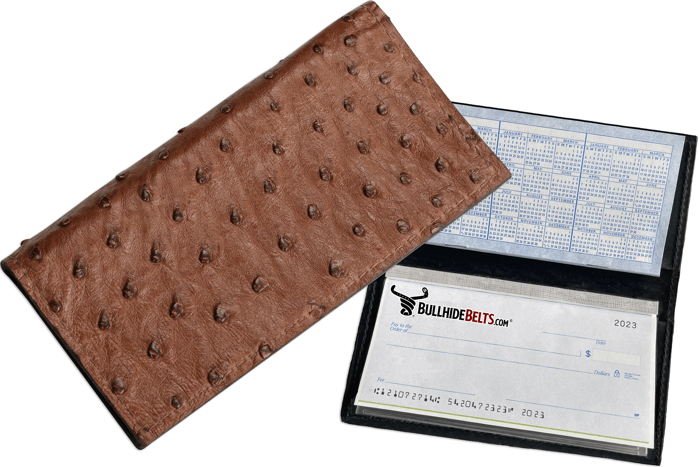 Brown Ostrich Checkbook Cover