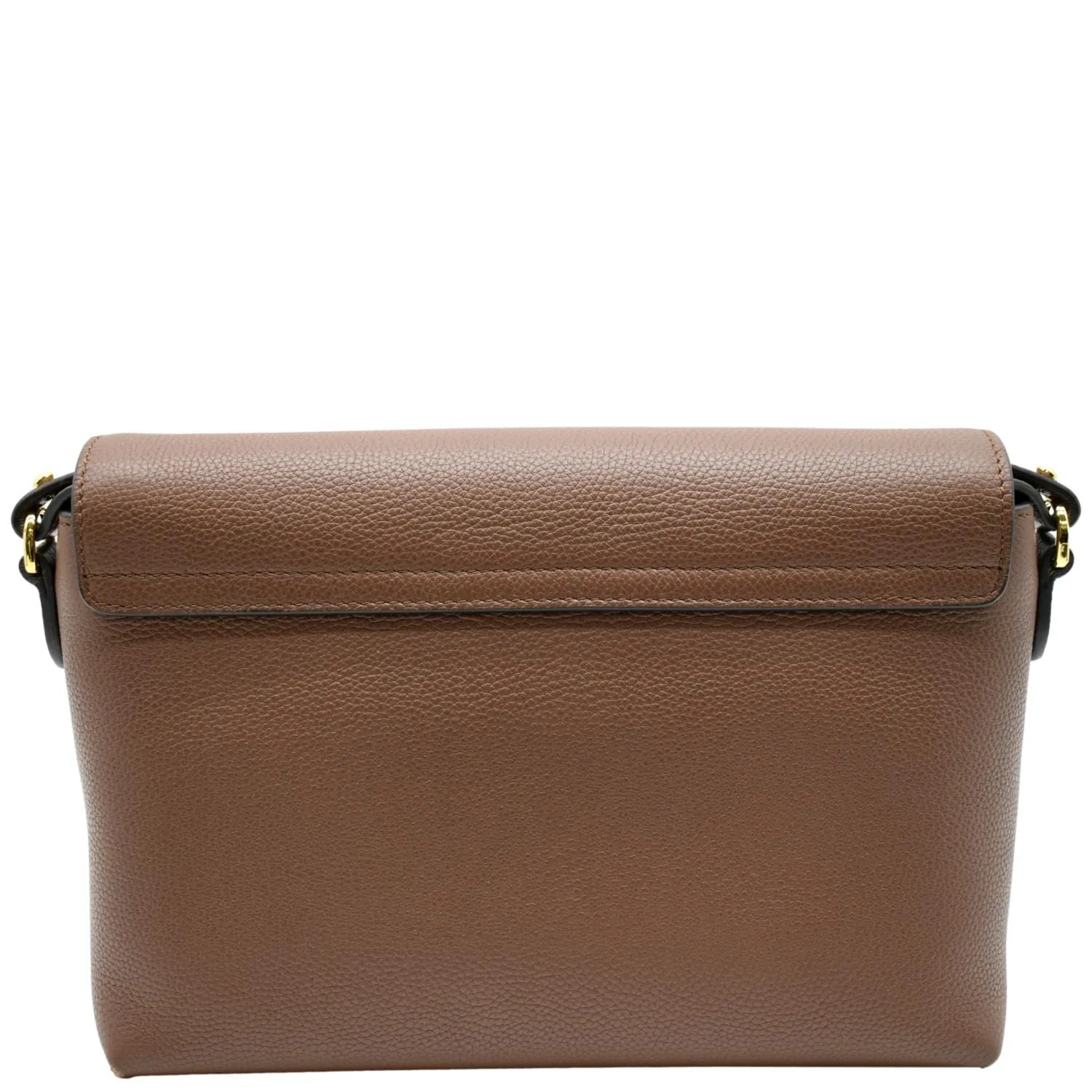 BURBERRY Check Note Grainy Leather Crossbody Bag Brown