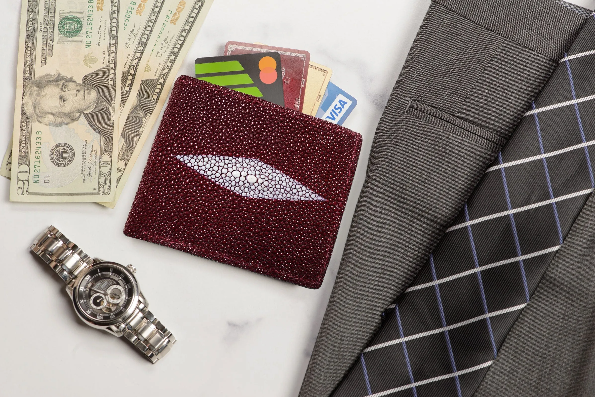 Burgundy Stingray Bifold Wallet