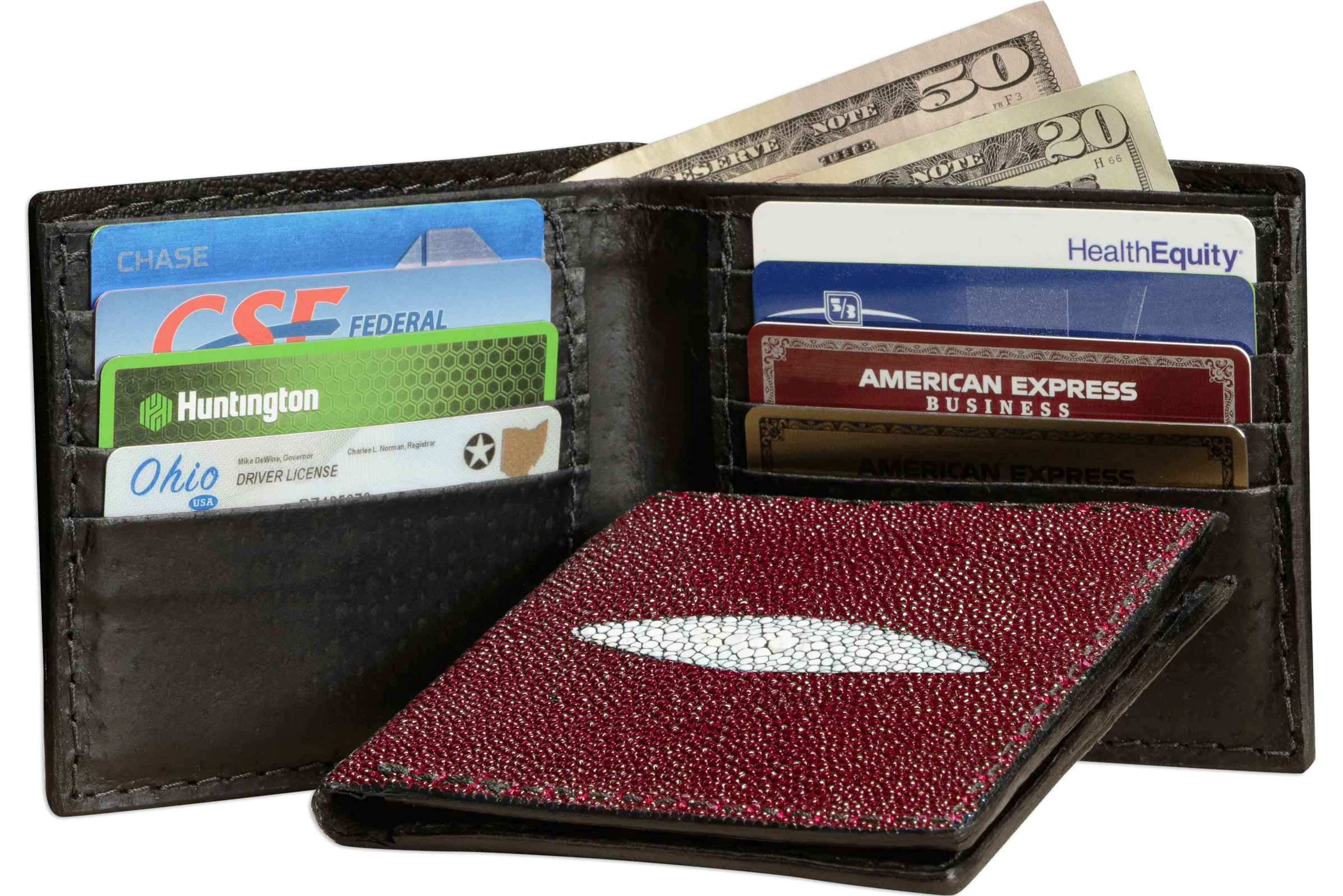 Burgundy Stingray Bifold Wallet