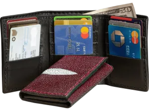 Burgundy Stingray Trifold Wallet