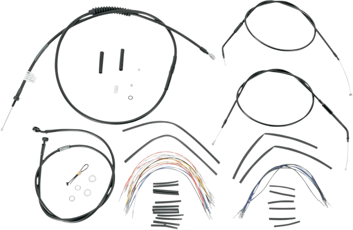 Burly Brand B30-1000 Extended Cable/Brake Line Kit for 14in. Ape Handlebars - Black Vinyl