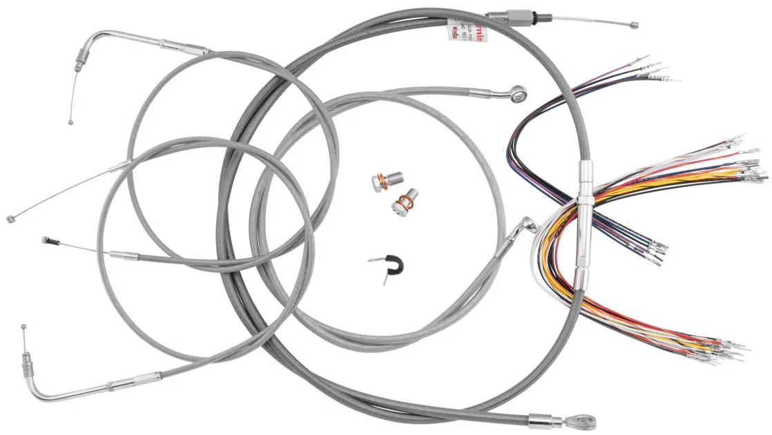 Burly Brand B30-1057 Extended Cable/Brake Line Kit for 18in. Gorilla Handlebars - Stainless Steel