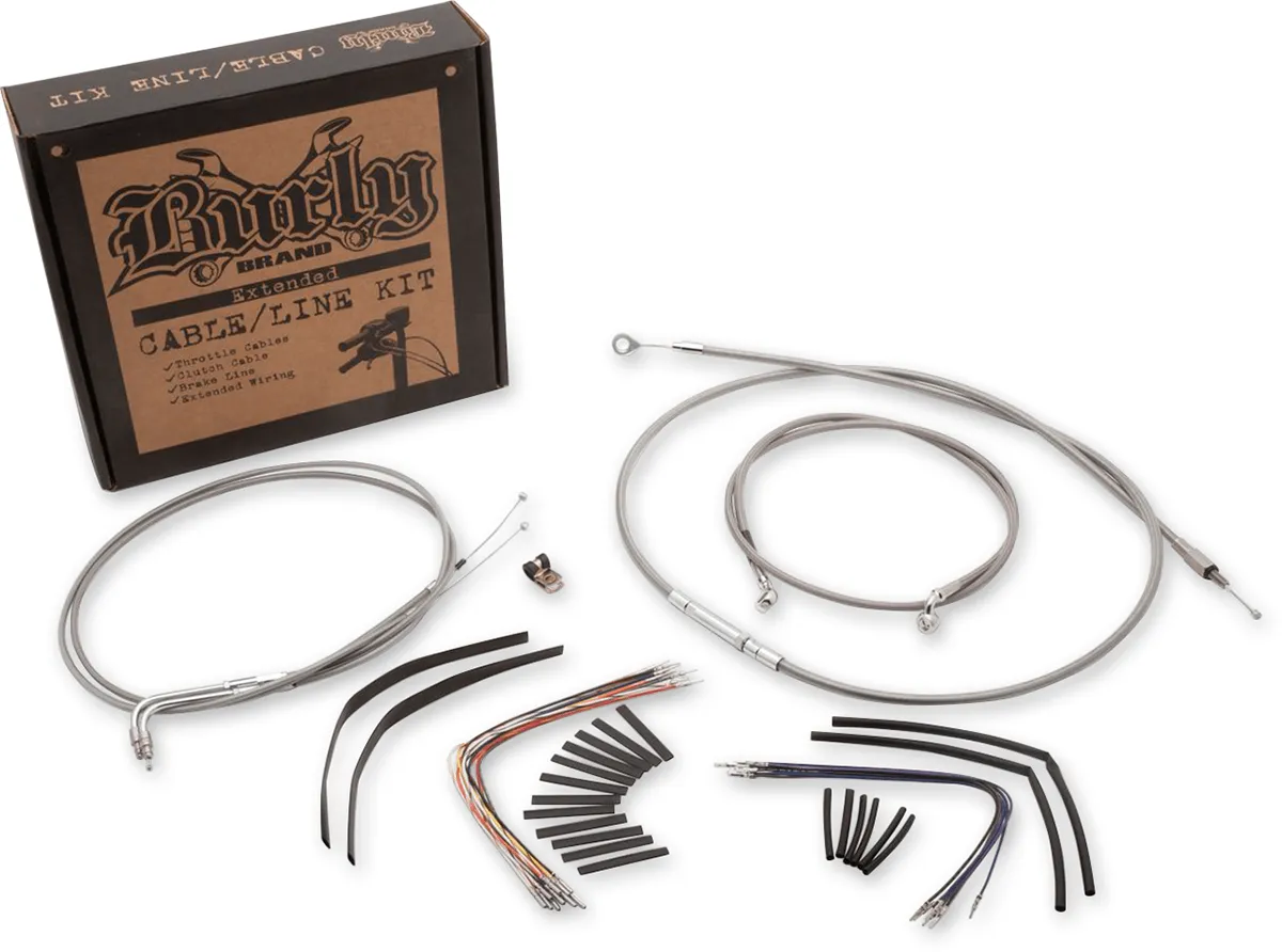 Burly Brand B30-1057 Extended Cable/Brake Line Kit for 18in. Gorilla Handlebars - Stainless Steel