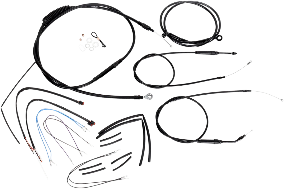 Burly Brand B30-1067 Extended Cable/Brake Line Kit for 12in. Ape Handlebars - Black Vinyl