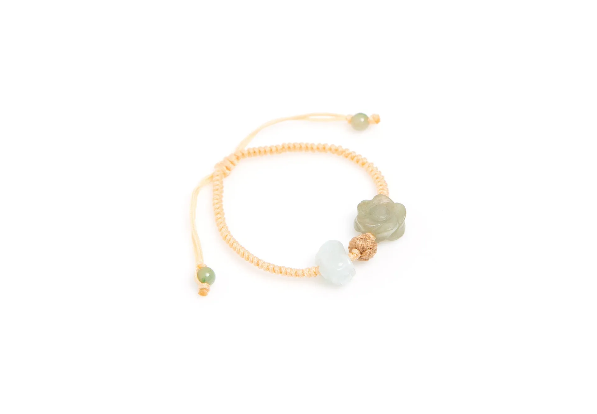 Burmese Jadeite 'Celebration of Life, Family, Blessings of Good Fortune' Children's Silk Bracelet