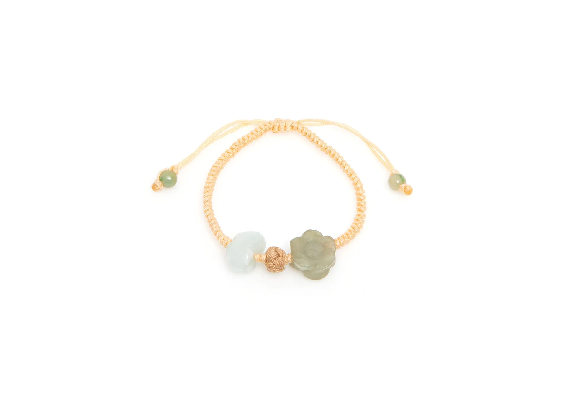 Burmese Jadeite 'Celebration of Life, Family, Blessings of Good Fortune' Children's Silk Bracelet