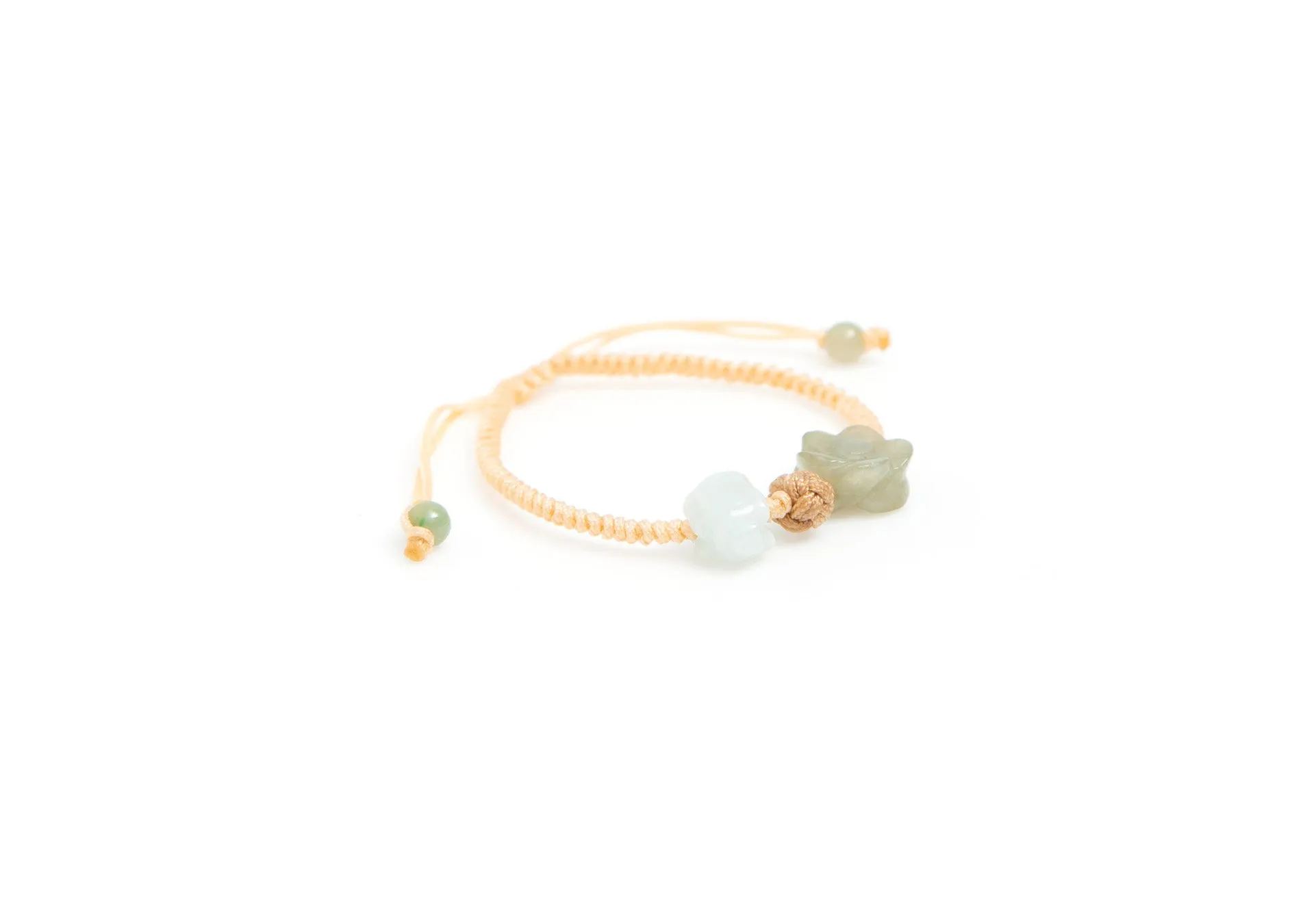 Burmese Jadeite 'Celebration of Life, Family, Blessings of Good Fortune' Children's Silk Bracelet