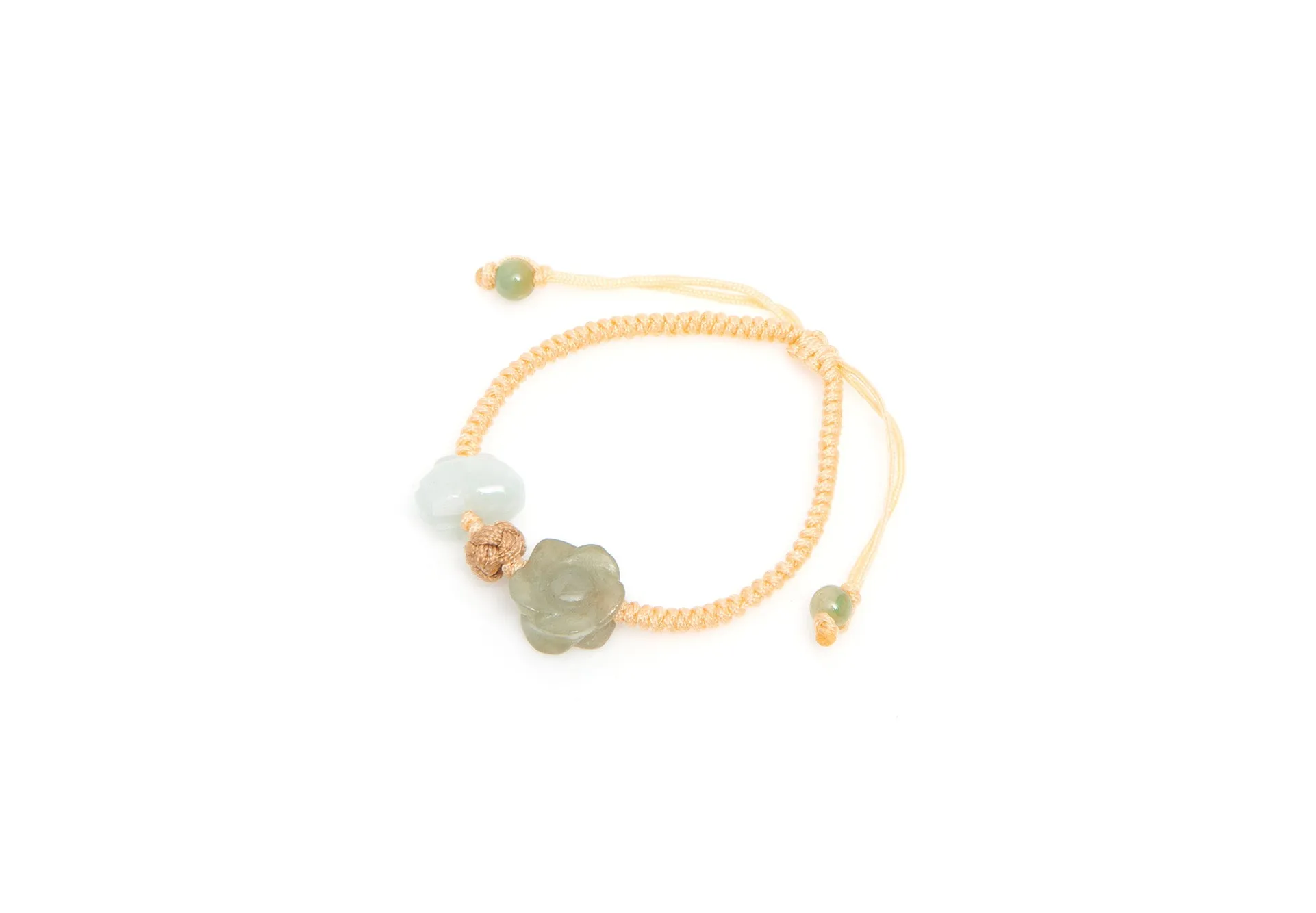 Burmese Jadeite 'Celebration of Life, Family, Blessings of Good Fortune' Children's Silk Bracelet
