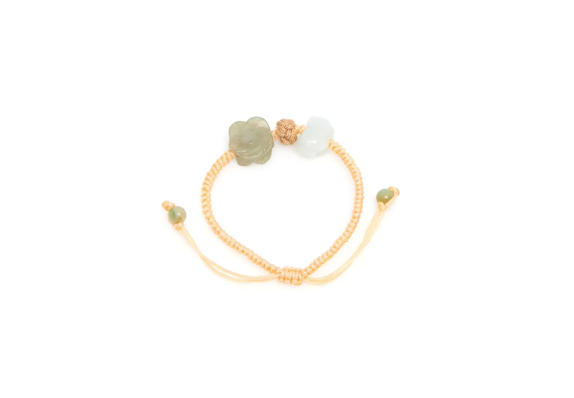 Burmese Jadeite 'Celebration of Life, Family, Blessings of Good Fortune' Children's Silk Bracelet