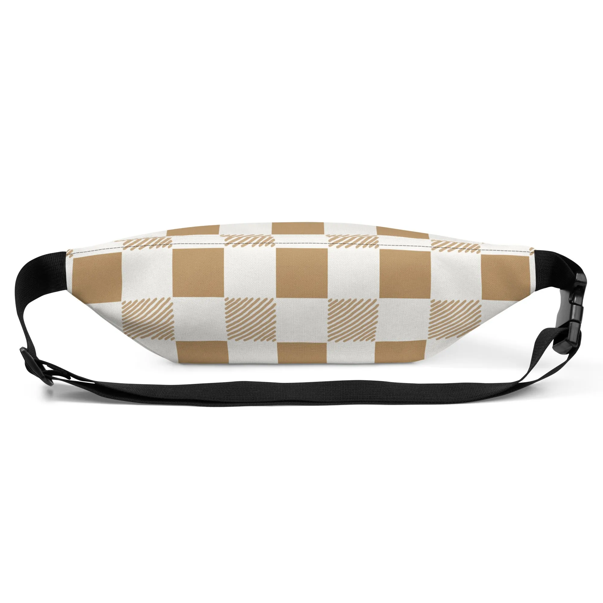 Camel & Cream Checkered Crossbody Pouch / Fanny Pack